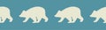 Seamless border with silhuette arctic bears. Zoo decorative horizontal pattern.